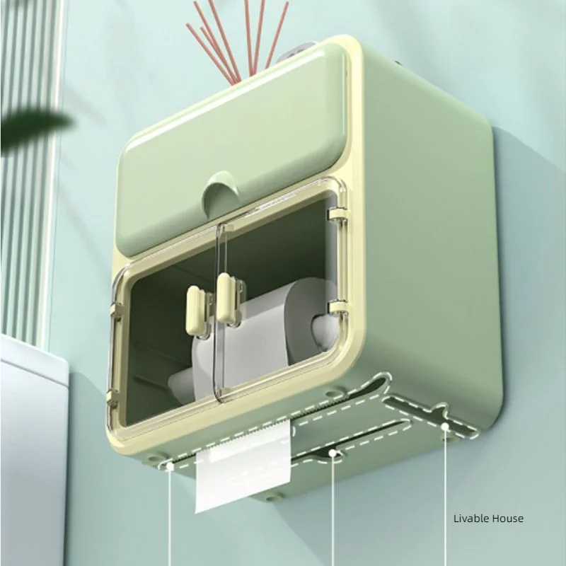 

Wall-mounted Toilet Paper Holder Bathroom Perfume Shelf Waterproof Toilet plastics drawer Paper Box Sanitary Pad Storage Box