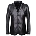 Весенне-осенний кожаный костюм Свободная мужская кожаная куртка с отворотом мужская кожаная одежда большого размера Толстая Повседневная куртка7XL Топы