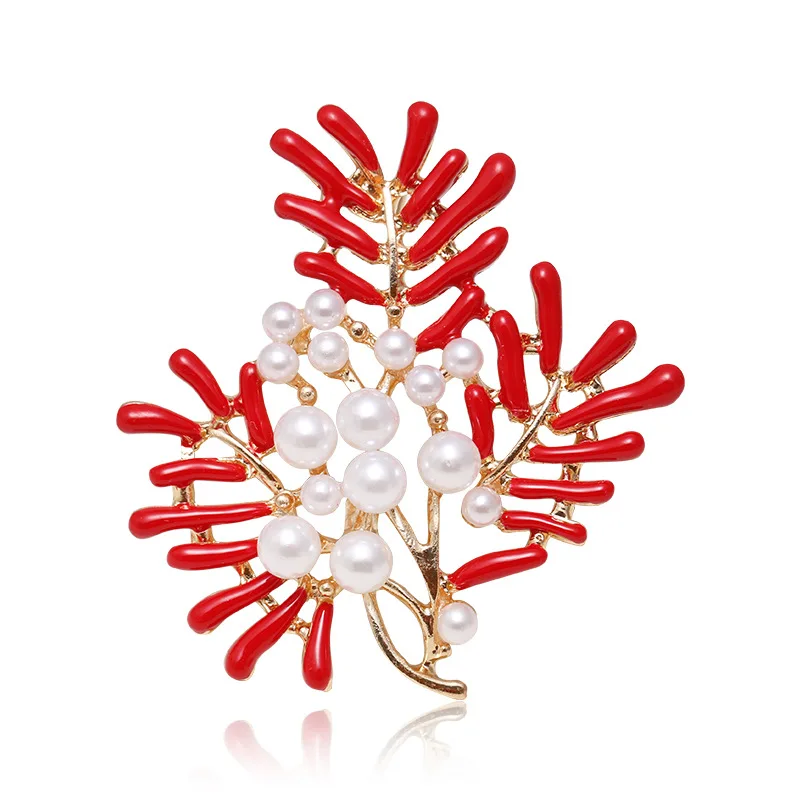 

Red White Blue Pearl Branches Coral Brooches For Women Vintage Weddings Party Office Brooch Pins Gifts