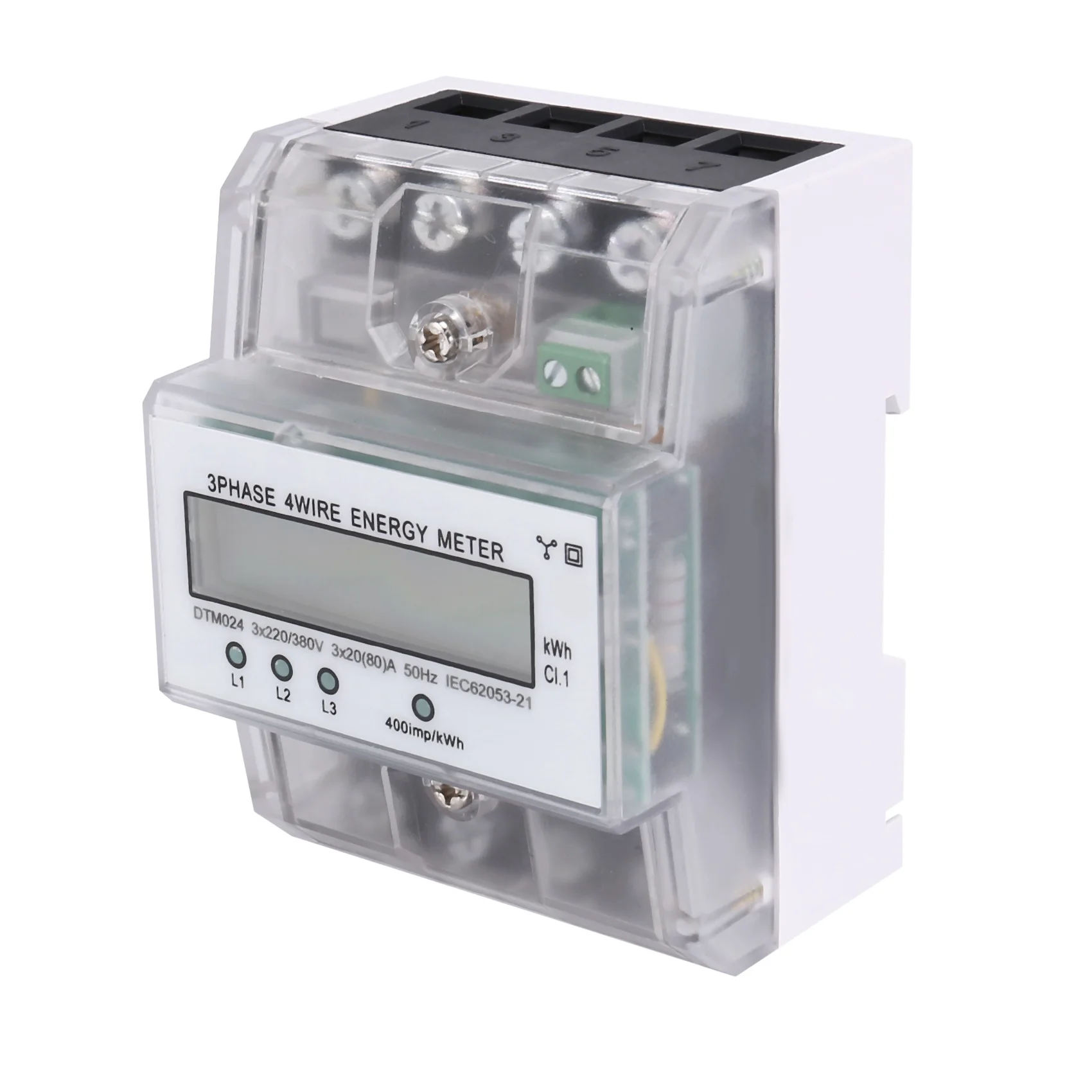 

3 Phase 4 Wire Energy Meter 220/380V 20-80A Energy Consumption KWh Meter Rail Installation Digital Electric Power Meter