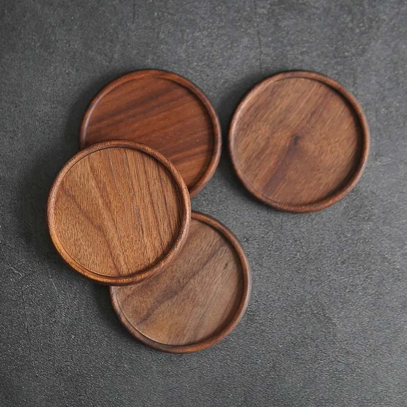 

Coffee Coasters, Round Japanese-style Tea Cups, Coffee Cups, Mats, Heat-resistant Solid Wood Mats, Kung Fu Tea Coasters