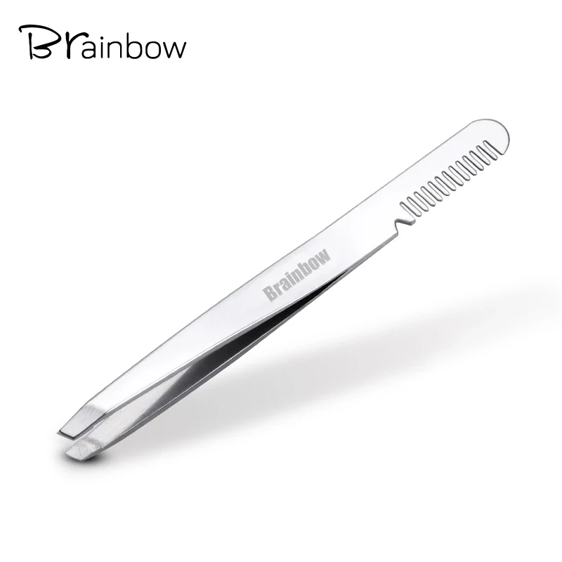 

Brainbow 1 шт. пинцет для бровей с щеткой для бровей расческа из нержавеющей стали пинцет для наращивания ресниц двойные веки Пинцет зажим