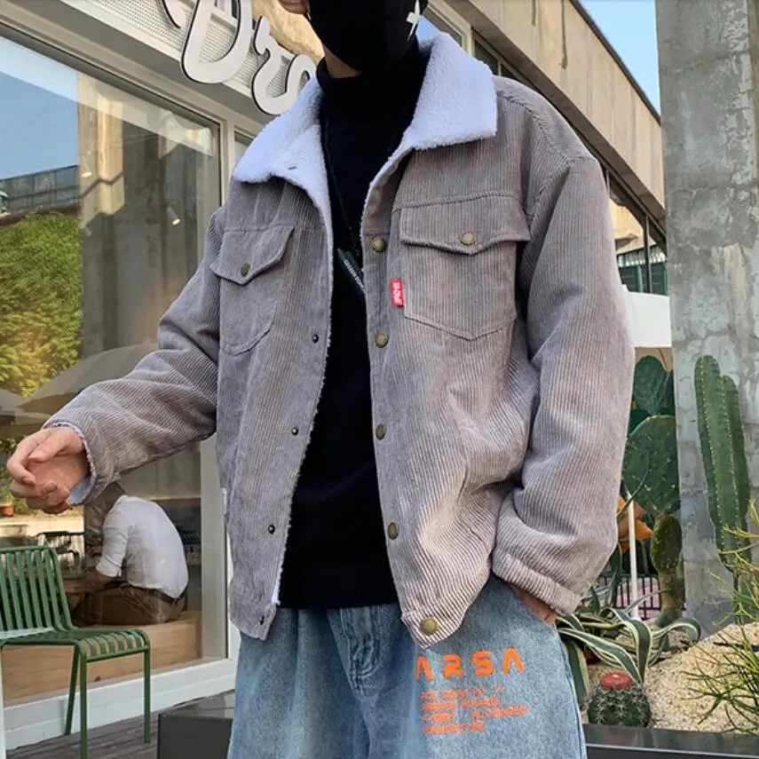 New Men Autumn Winter Thicken Warm slim fit Corduroy Jackets Men's Outwear Hip Hop Coat Male Teen Casual Jacket Colorful S-5XL