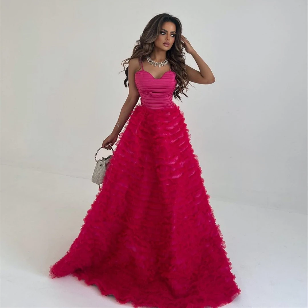 

Платье женское вечернее из тюля с оборками, а-силуэт