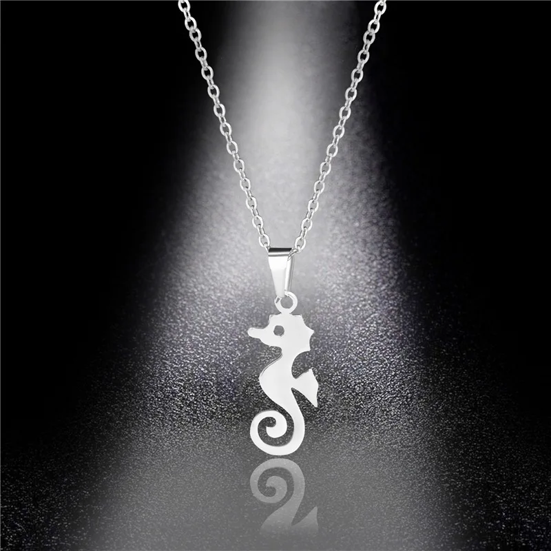

Sea Animal Seahorse Pendant Necklace Stainless Steel Hippocampus Chain Necklaces For Men Women Gifts Wholesale 2022