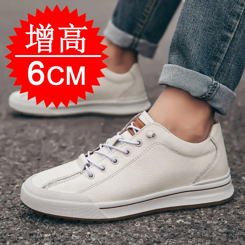 Фото Elevator Shoes for Men Height Increasing Sneakers 6cm Inches Taller Leather Casual Shoes with Height Increase Shoes №3