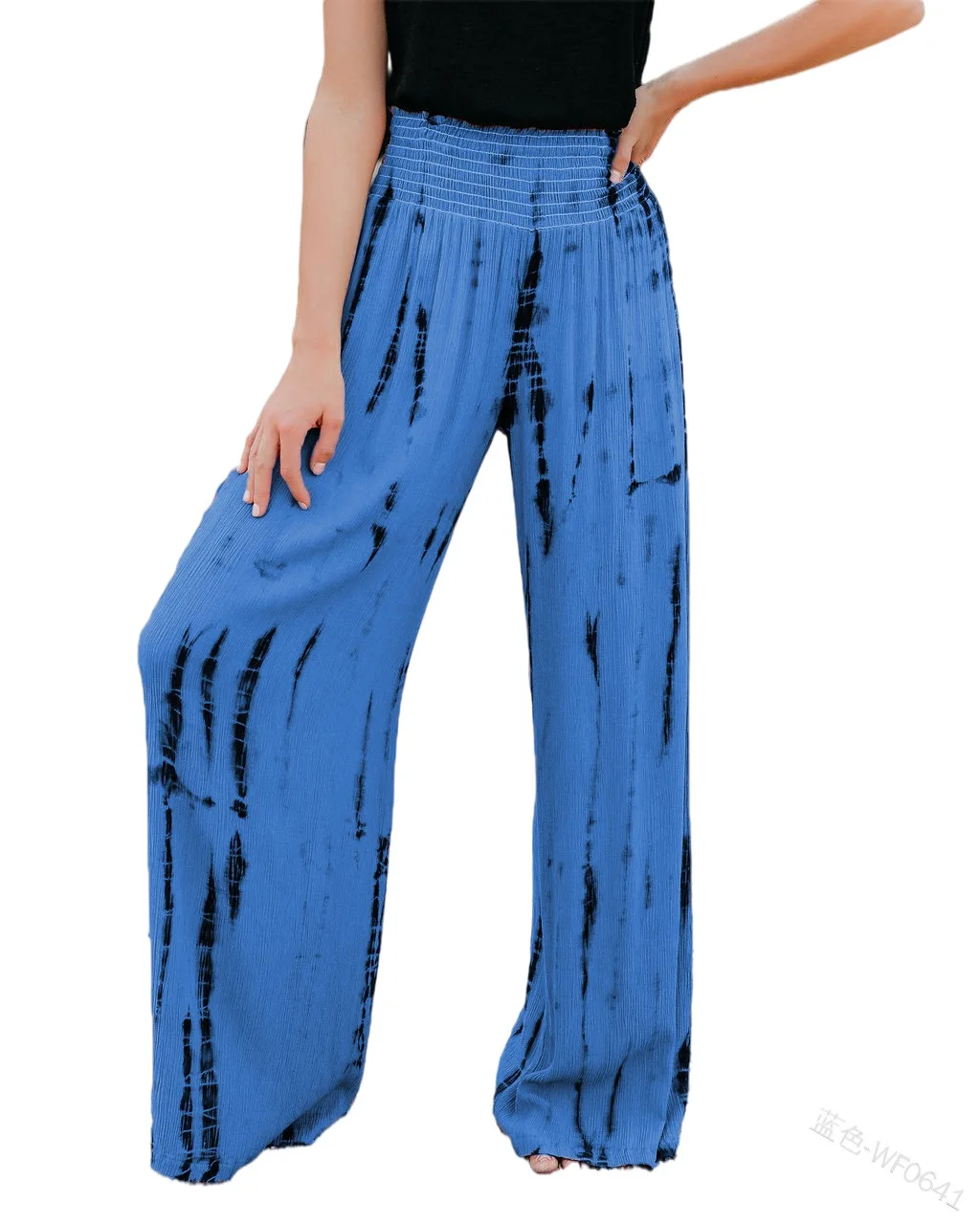 

Женские прямые широкие брюки, повседневные свободные брюки-клеш с высокой талией и принтом, эластичные брюки, весна-лето 2022