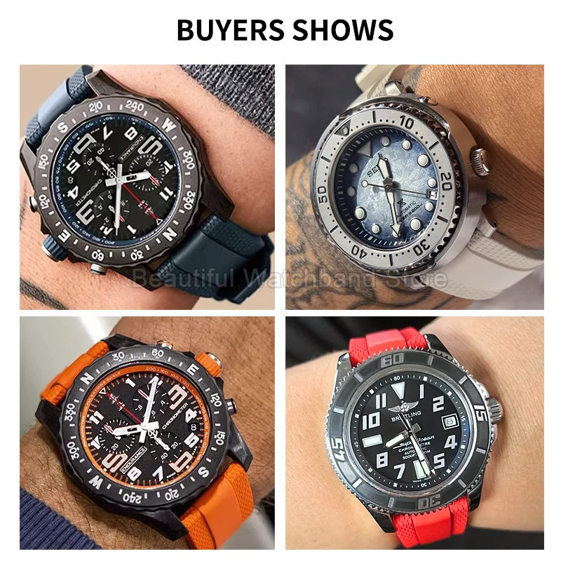 Фото Резиновый силиконовый ремешок для часов Breitling Endurance Pro Superocean, автоматический механический браслет, аксессуары для часов серии 46 №3