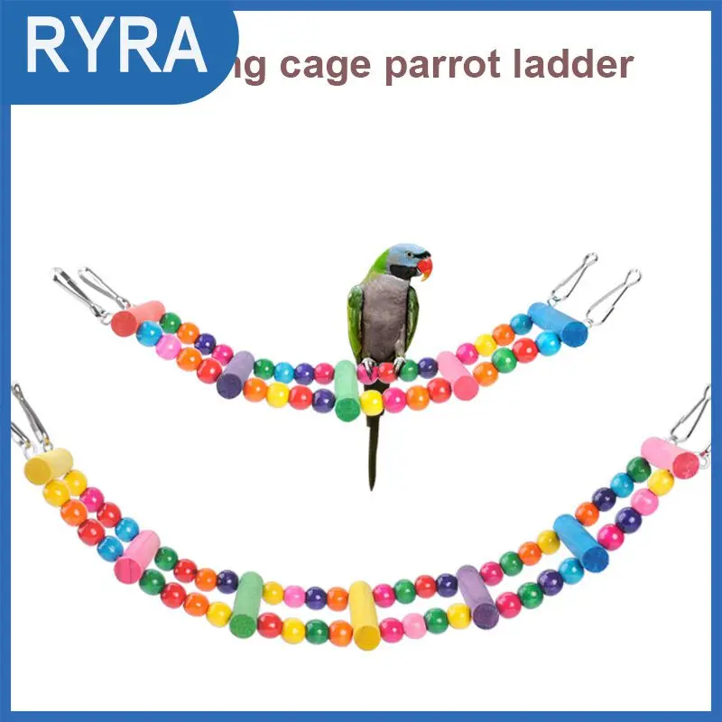 

1pc Birds Pets Parrots Ladders Climbing Toy Hanging Colorful Balls With Natural Wood Parrot Toys Hanging Pet Supplies 2021