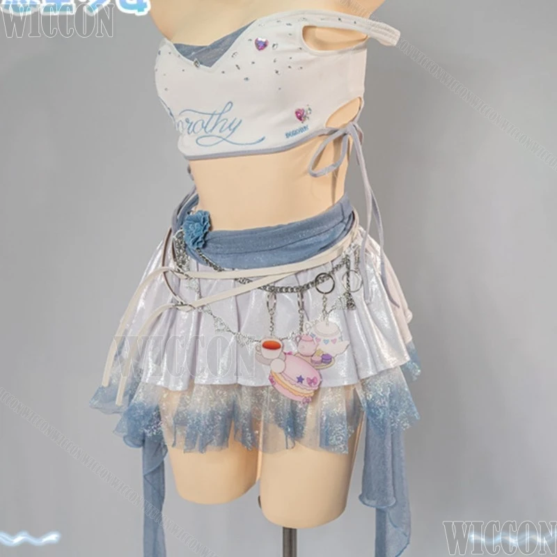 Фото Костюм для косплея Dorothy Goddess Game Idol Victory: сексуальное платье-торт белого и синего цвета с розовым париком для женщин на Хэллоуин, фестивали, Комик-Кон №4