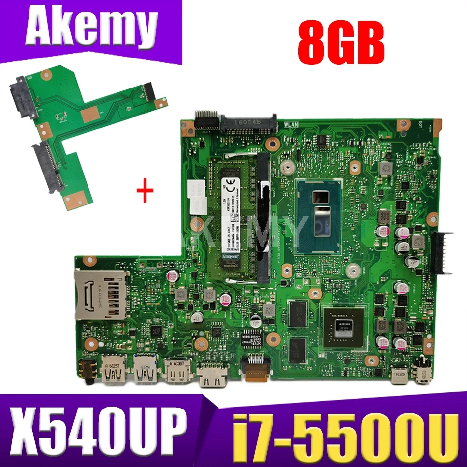 

Akemy laptop Motherboard X540UP X540U A540U R504U Mainboard W/ i7-5500U 8GB RAM DDR3 GT920M GPU Free HDD board