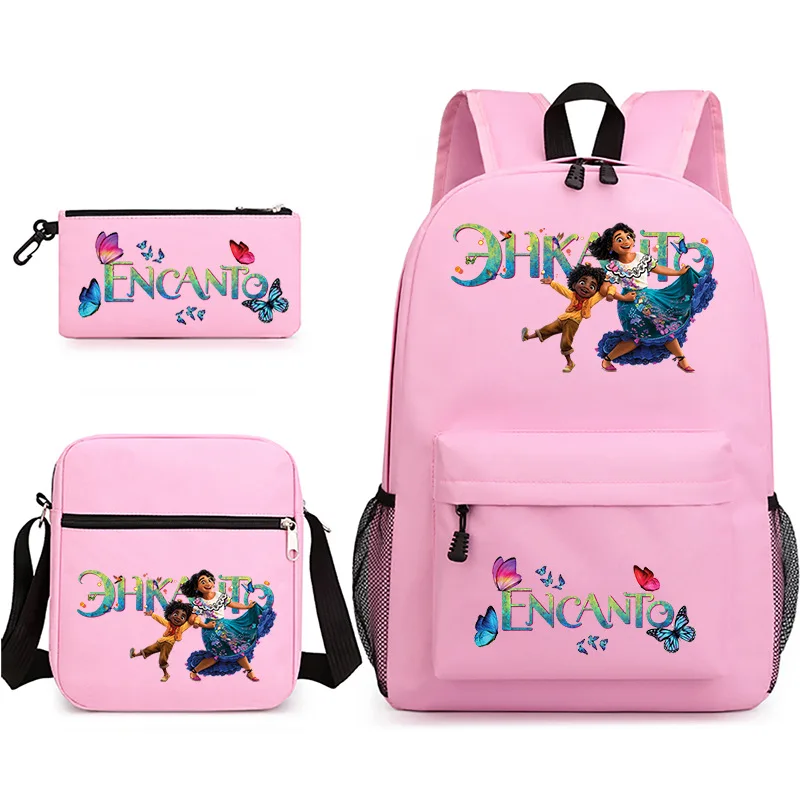 2022 Encanto Mirabel 3 adet/takım erkek kız Anime sırt çantası okul çantası öğrencileri bookbag Unisex seyahat çantası Mochila gençler sırt çantası