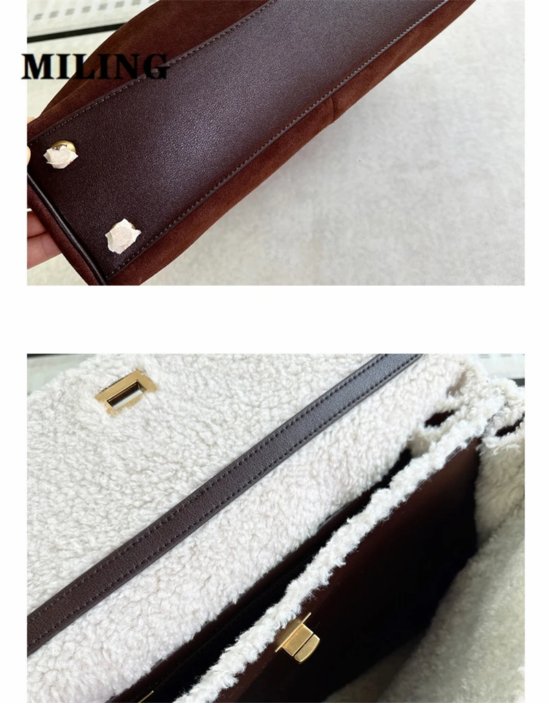 Женская замшевая кожаная сумка-тоут с золотым замком большая вместительная