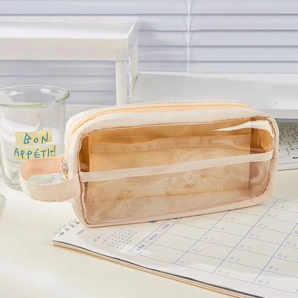 

Transparent Pencil Bag Large Capacity Stationery Holder Box Student Zipper Pencil Pouch Children School Supplies