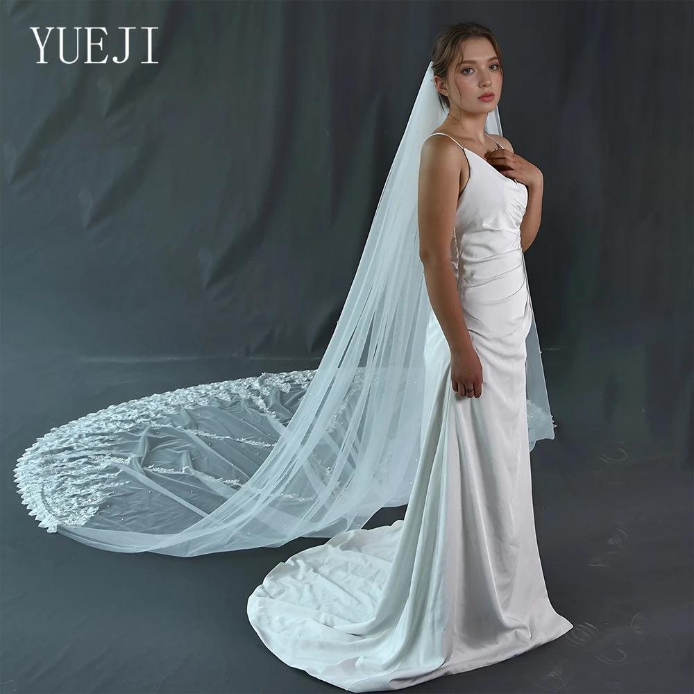 Роскошная свадебная фата YUEJI с одним кружевным краем длиной 4 м свадебный