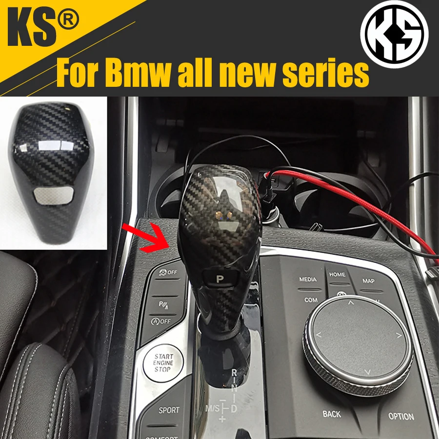 Dry carbon fiber gear shift knob cover gear sticker trim for BMW 1345678 series  X2 X3 X4567 G20 G30