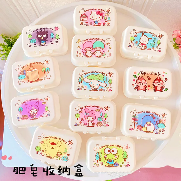 

Kawaii Sanriod Anime Series Kitty Kuromi Mymelody Cinnamoroll Flip Cover Cute Soap Box Bathroom Home Baby Boy Girls Holiday Gift