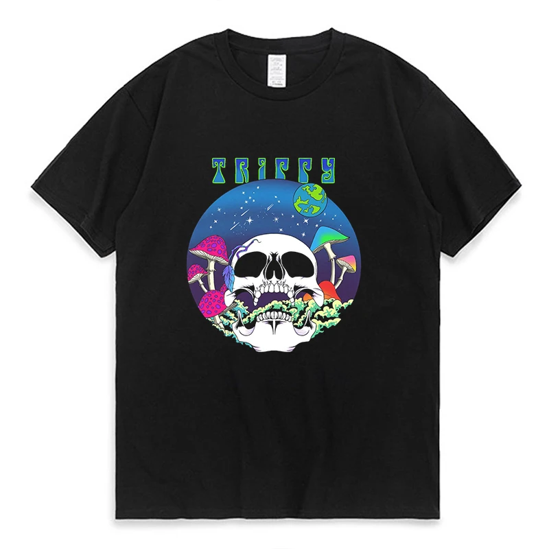 

Men's T-shirt Oversized Top Quality Cotton Magic Universe Skull Creative Design Printing Men New Fashion Male Tops Tee Shirts