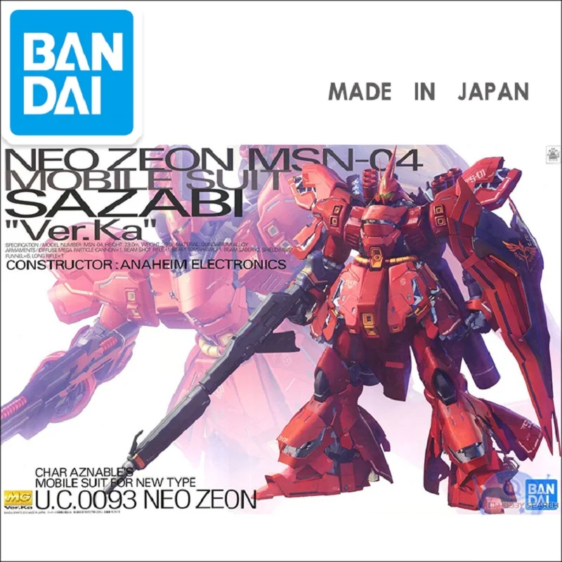 

BANDAI Original Model MG 1/100 SAZABI NEO ZEON MSN-04 Ver.Ka Model Robot Unchained Mobile Suit Kids Toys