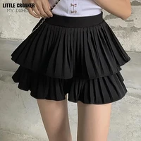 woman skirts summer fashion a line mini skirt girls high waist ball gown solid color casual dance short pleated skirts clothes