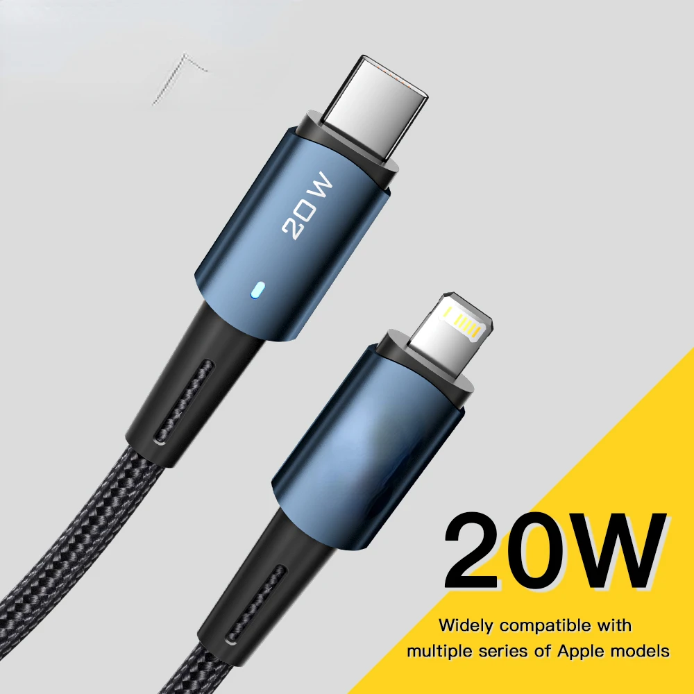 

Original For iphone 11 12 13 Pro Max Mini Xs Xr X 8 iPad MacBook PD 20W Fast Charge Charger Lightning Wire Cord USB Type C Cable