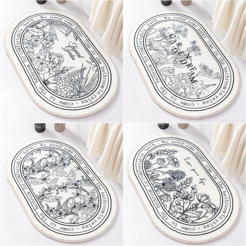 

Bath Shower Mat Doormat Absorbent Flower Carpets Entrance Mats for Kitchen Balcony Porch Area Rugs Living Room Bathroom Tapis