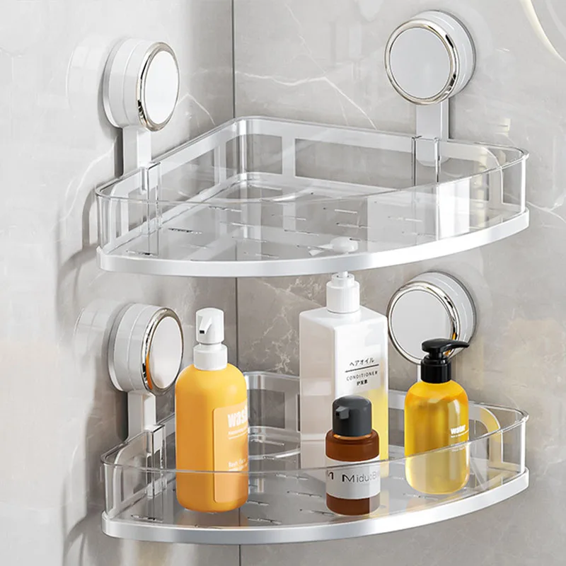 

Угловая белая полка для ванной