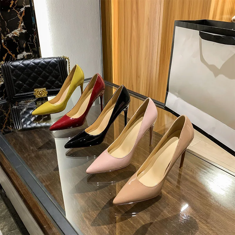

Candy Color Classical Shallow Pointed Toe Patent Leather Women Daily Office Dress High Heels Pumps Shoes