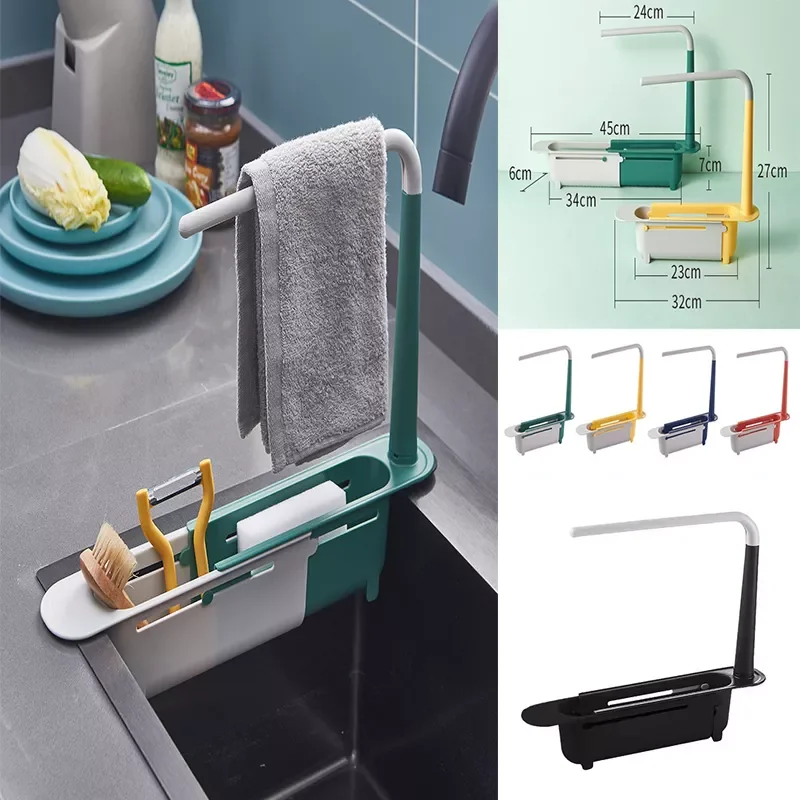 

Telescopic Sink Shelf Kitchen Sinks Organizer Soap Sponge Holder Sink Drain Rack Storage Basket Kitchen Gadgets Accessories Tool