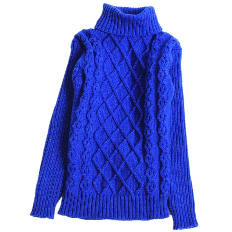 

Children's Sweater Boys' and Girls' High Neck Cross Knitted Warm Unisex Sweater in Autumn and Winter
