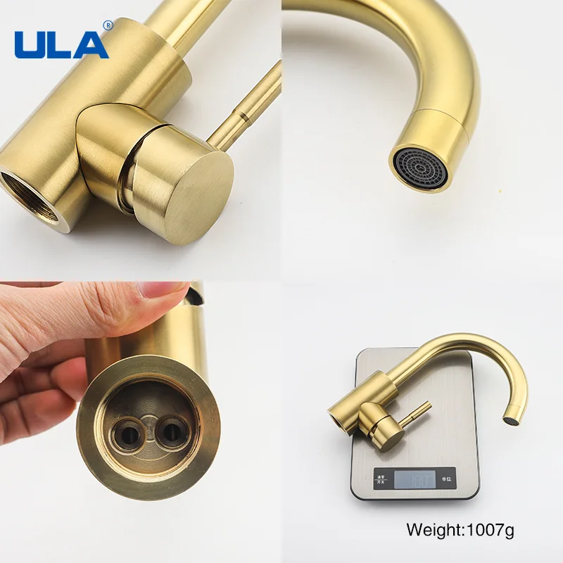 Золотистый Современный Смеситель для ванной комнаты ULA смеситель из нержавеющей