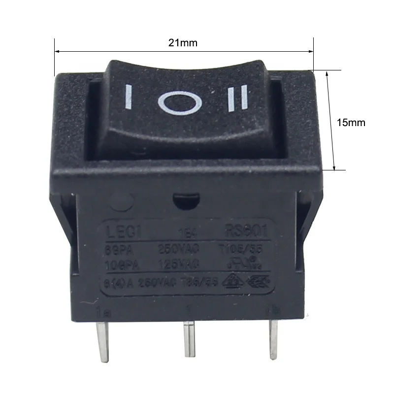 

AC 6A/250V 10A/125V 6Pin DPDT ON-OFF-ON 3 Position Snap Boatlike Rocker Switch