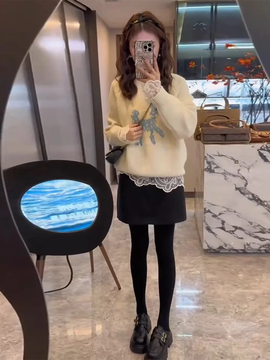 Осенне-зимний свитер соответствующий полный комплект новинка 2024 корейская серия