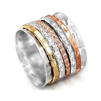 unisex fashion luxury retro personality two color multi layer rotatable decompression ring wedding anniversary ring