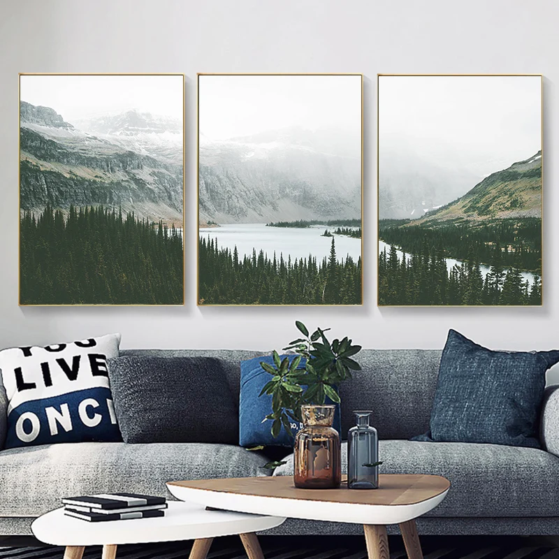 

Настенный постер с изображением гор и пейзажа, Скандинавская живопись, Декор для дома, Скандинавская живопись