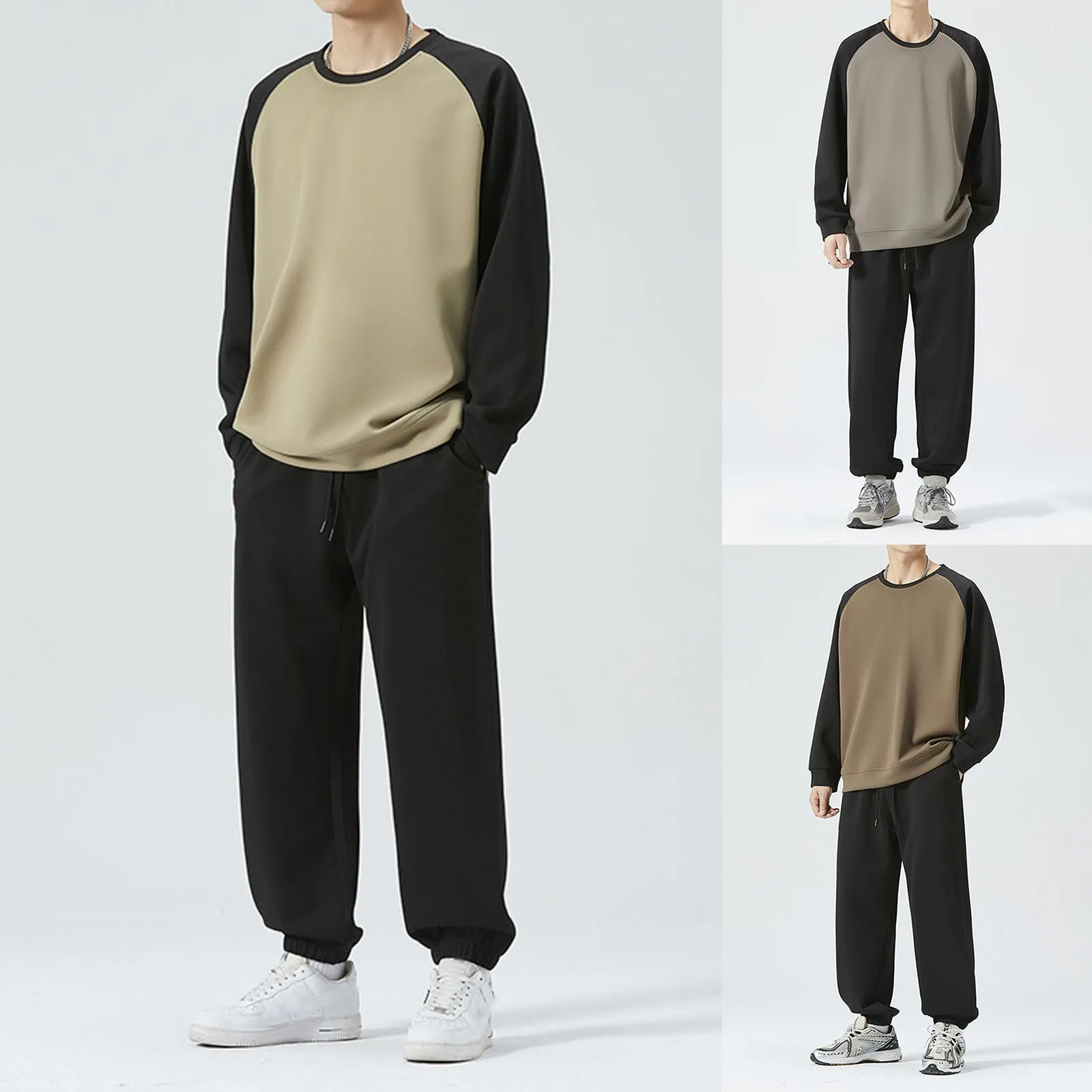 

Костюм спортивный мужской оверсайз с круглым вырезом и брюками