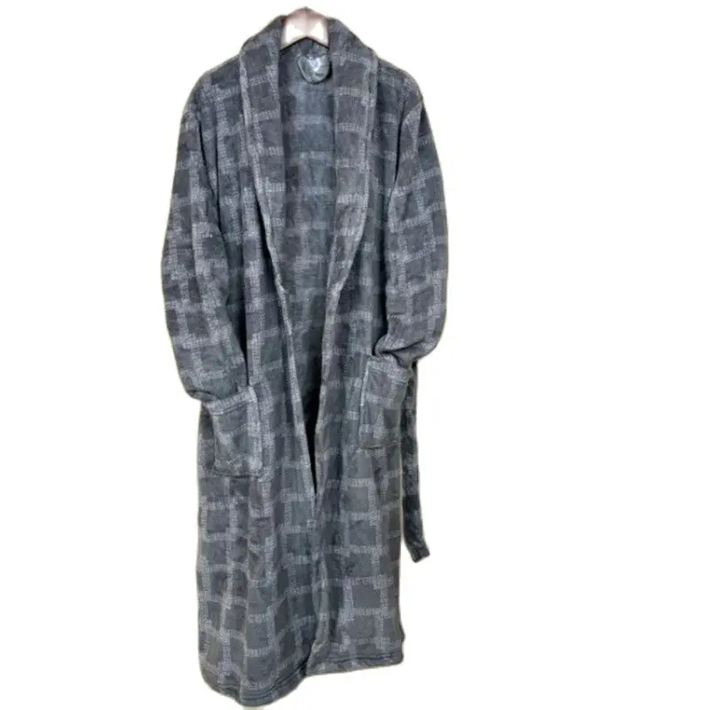 Winter Robes for men flannel warm nightgown plaid dressing gown woman