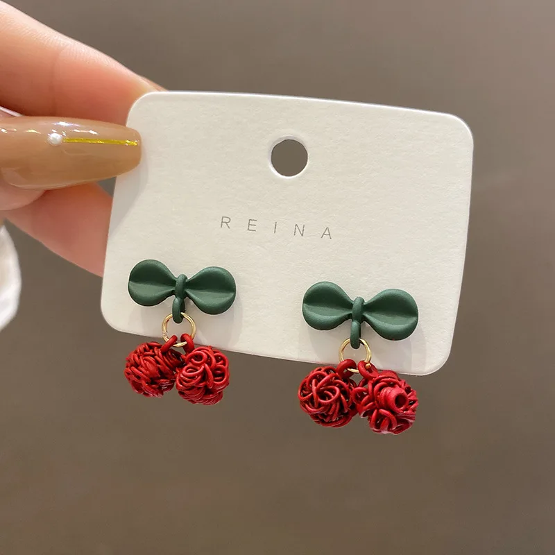 

Cute Red Cherry Drop Earrings For Women Sweet Fruit Fresh Pendant Female Student Dangle Ear Jewelry Couple Gifts