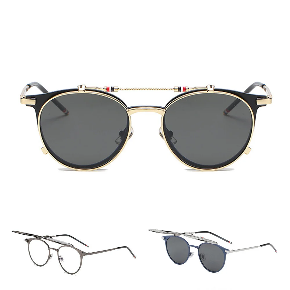 

Punk Hollow Grid Sunglasses Women Metal Flips Up Polarized Sun Glasses Men Trendy UV400 Optical Eyeglasses Prescription Frame