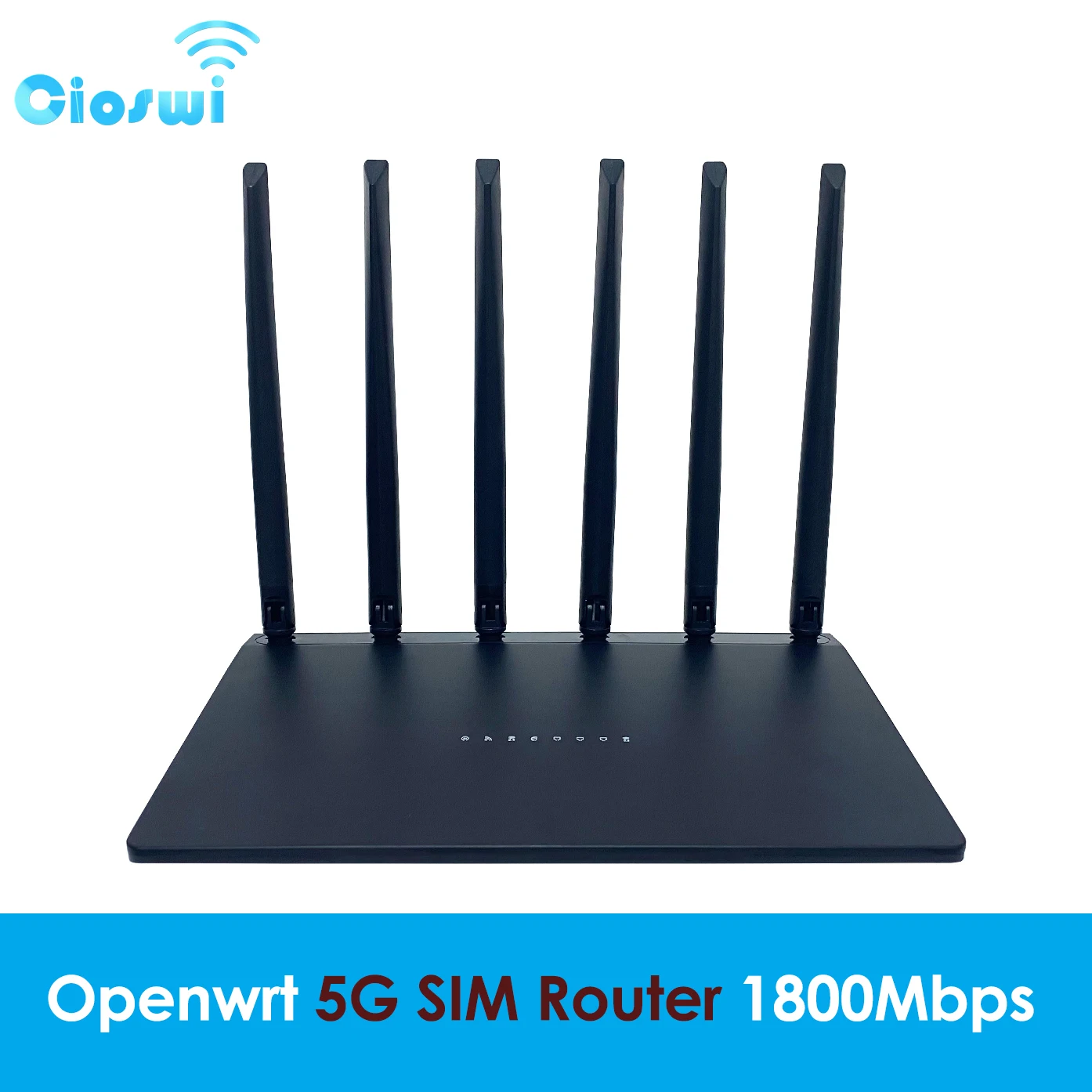 Cioswi Openwrt 5G SIM Router M.2 Modem WiFi6 1800Mbps for 128 Device 128MB Flash 256MB RAM 2.4Ghz 5.8Ghz Wifi MI-MIMO Antenna