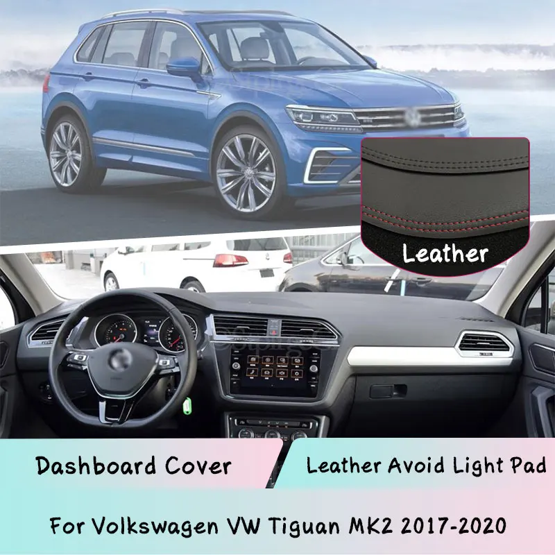 Для Volkswagen VW Tiguan MK2 2017-2020 кожаный коврик для приборной панели легкий