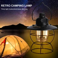 portable camping light hanging lantern usb rechargeable retro led kerosene lantern 2000mah power bank outdoor camping fishing