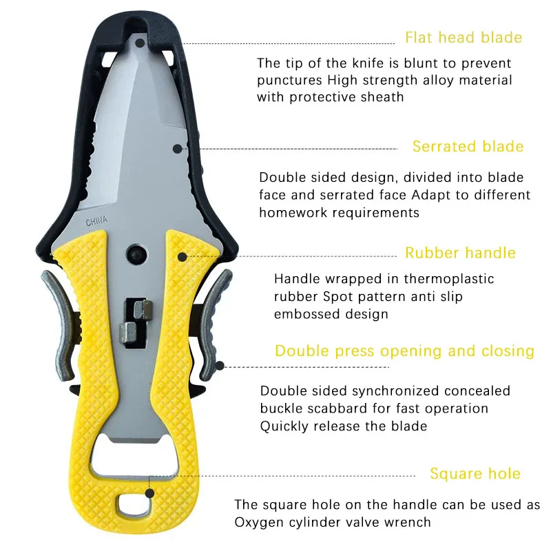 

Портативный многофункциональный нож для резки веревок желтый
