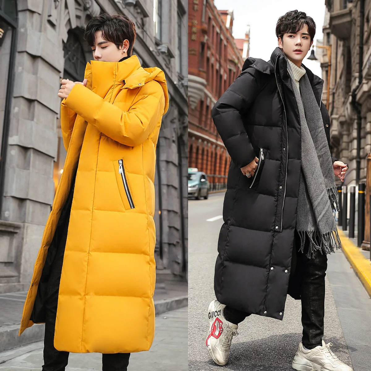 Down Jacket Men Long Lovers Over The Knee Long Thickened Winter Coat 2022 New Lovers Trend Handsome Men and Beautiful Women Coat