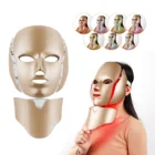Подарочная коробка, светодиодная маска для лица и шеи, 7 цветов, светящаяся светодиодная маска для лица, омоложение кожи, против акне, фотонная терапия, отбеливание, подтягивание кожи