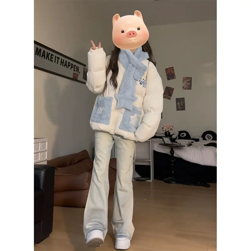 Корейское осенне-зимнее меховое пальто с шарфом и лацканами в стиле пэчворк на