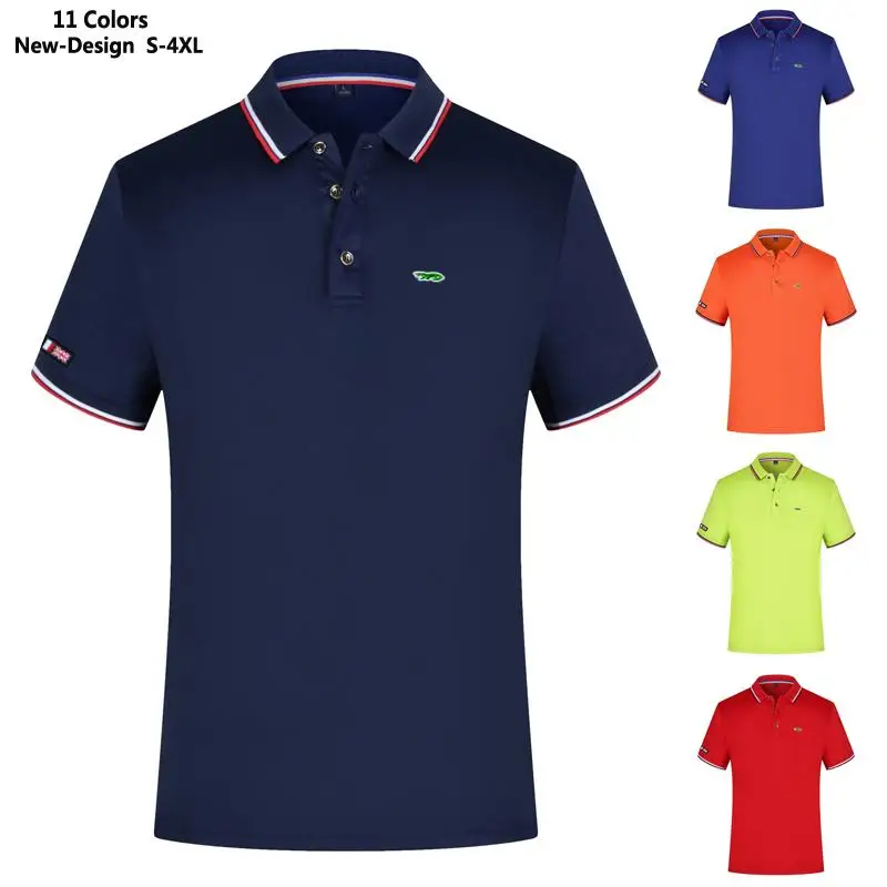 Мужские летние рубашки-поло с вышивкой и логотипом повседневная спортивная