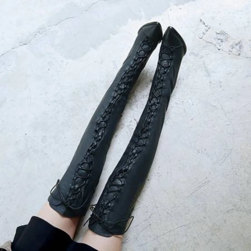 2023 Europe and America Plus Size Autumn and Winter High-heeled Stiletto Knee Boots Sexy Pointed Cowhide Fashion Women Boots
