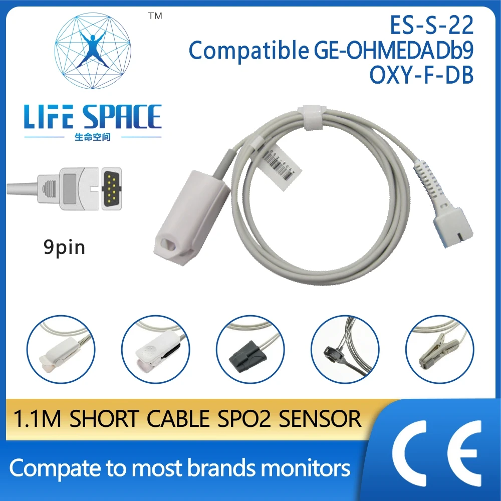 

Spo2 probe Compatible GE-OHMEDA DB9，OXY-F-DB patient monitor Reusable Spo2 Oxygen Sensor Cable adult Finger ear clip silicone
