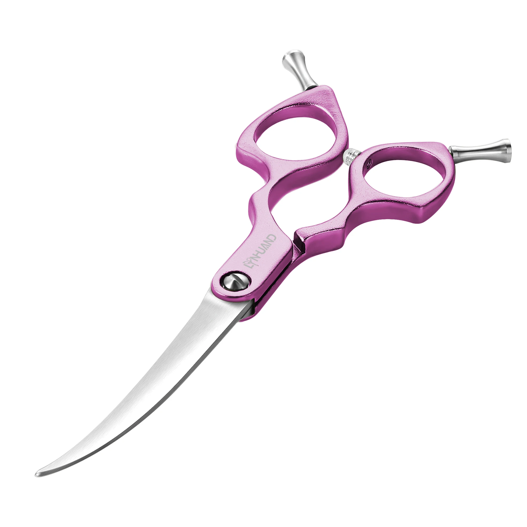

LYNHUAND 6.5" Purple Curved Grooming Scissors for Dogs 440C Stainless Steel Professional Dog Curved Shears